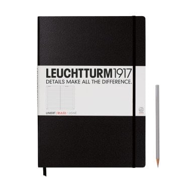 Leuchtturm1917 Master Klasik (A4+), 233 Sayfa Not Defteri, Siyah - Çizgili