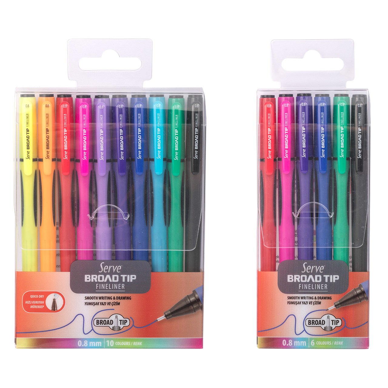 SERVE Broad Tip Fineliner 0.8 mm Karma Paket,