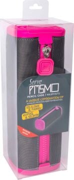 Serve Prismo SL-PLY Kare Kalem Çantası, Koyu Gri - Fosforlu Pembe