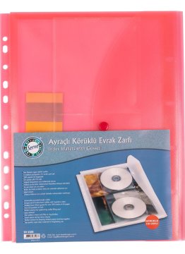 SERVE Çıtçıtlı Zarf, 2 CD Kapasiteli, 11 Delikli Kırmızı