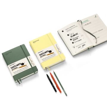 Leuchtturm1917 Sketchnote Journal Not Defteri, Orta Boy (A5), Sert Kapak, 120 gr. Kağıt,