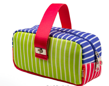 Serve S-Case Model 6 Kilitli Kulp Çizgili, Yeşil - Mavi - Pembe