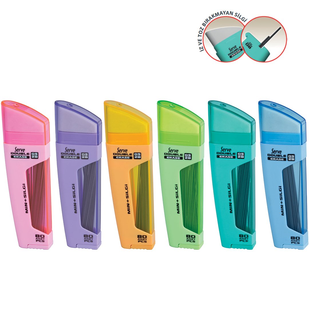 SERVE Double Mekanik Kurşun Kalem Ucu 0.5 mm + Silgi,
