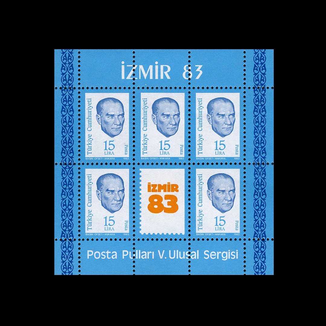 İzmir 83 Posta Pulları 5. Ulusal Sergisi Hatıra Bloğu (22 Ekim 1983) - Türkiye Cumhuriyeti Pul Koleksiyonu