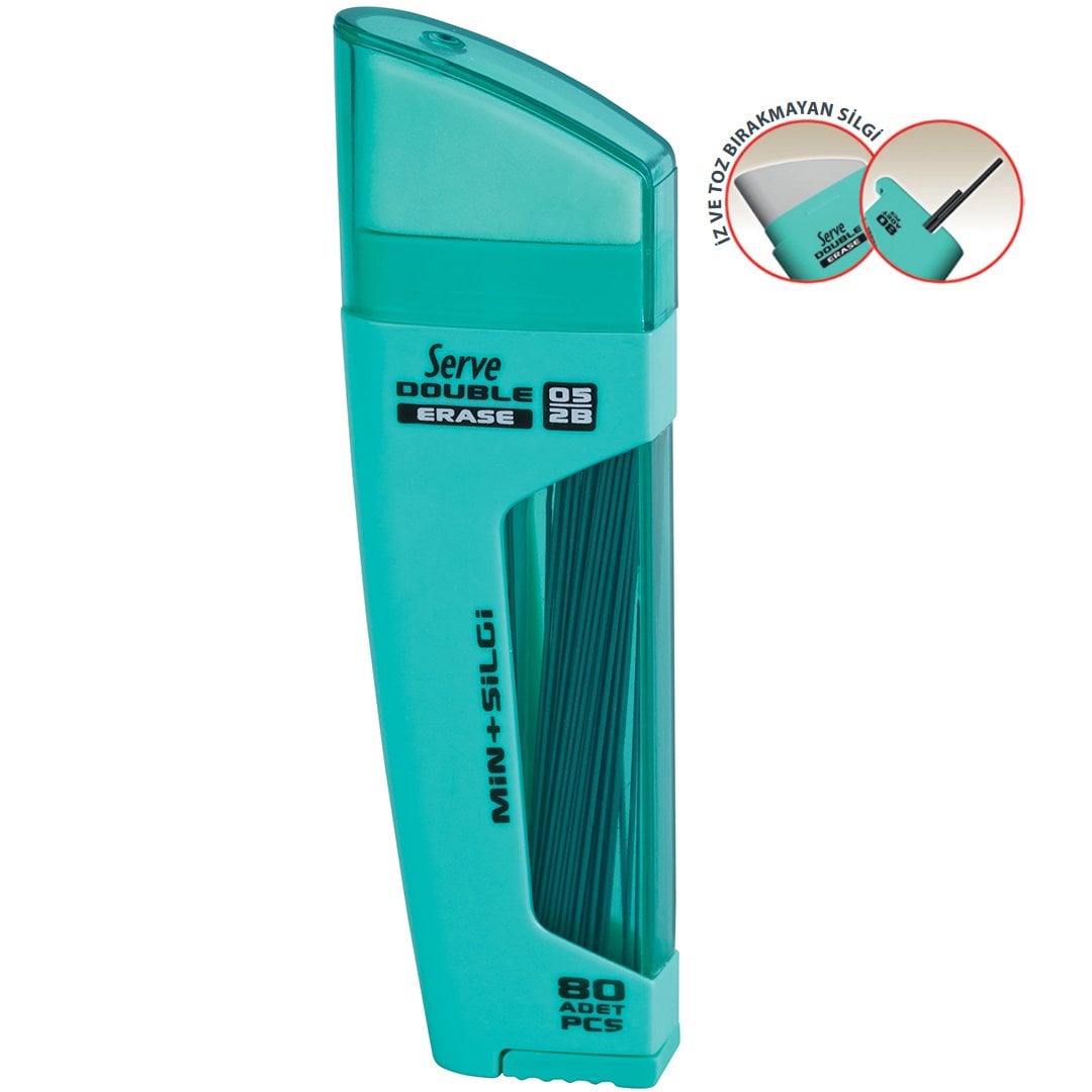 SERVE Double Mekanik Kurşun Kalem Ucu 0.5 mm + Silgi, Taze Yeşil