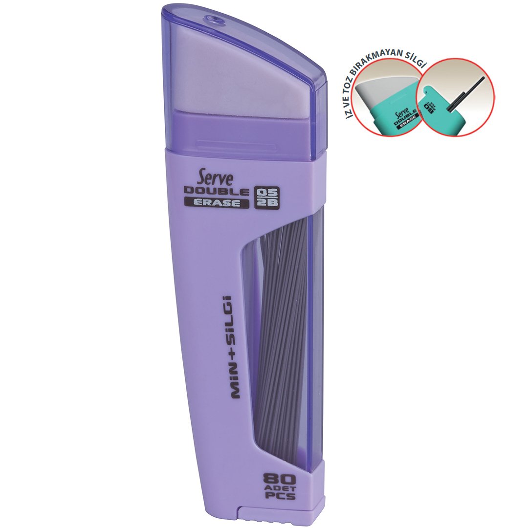 SERVE Double Mekanik Kurşun Kalem Ucu 0.5 mm + Silgi, Lavanta