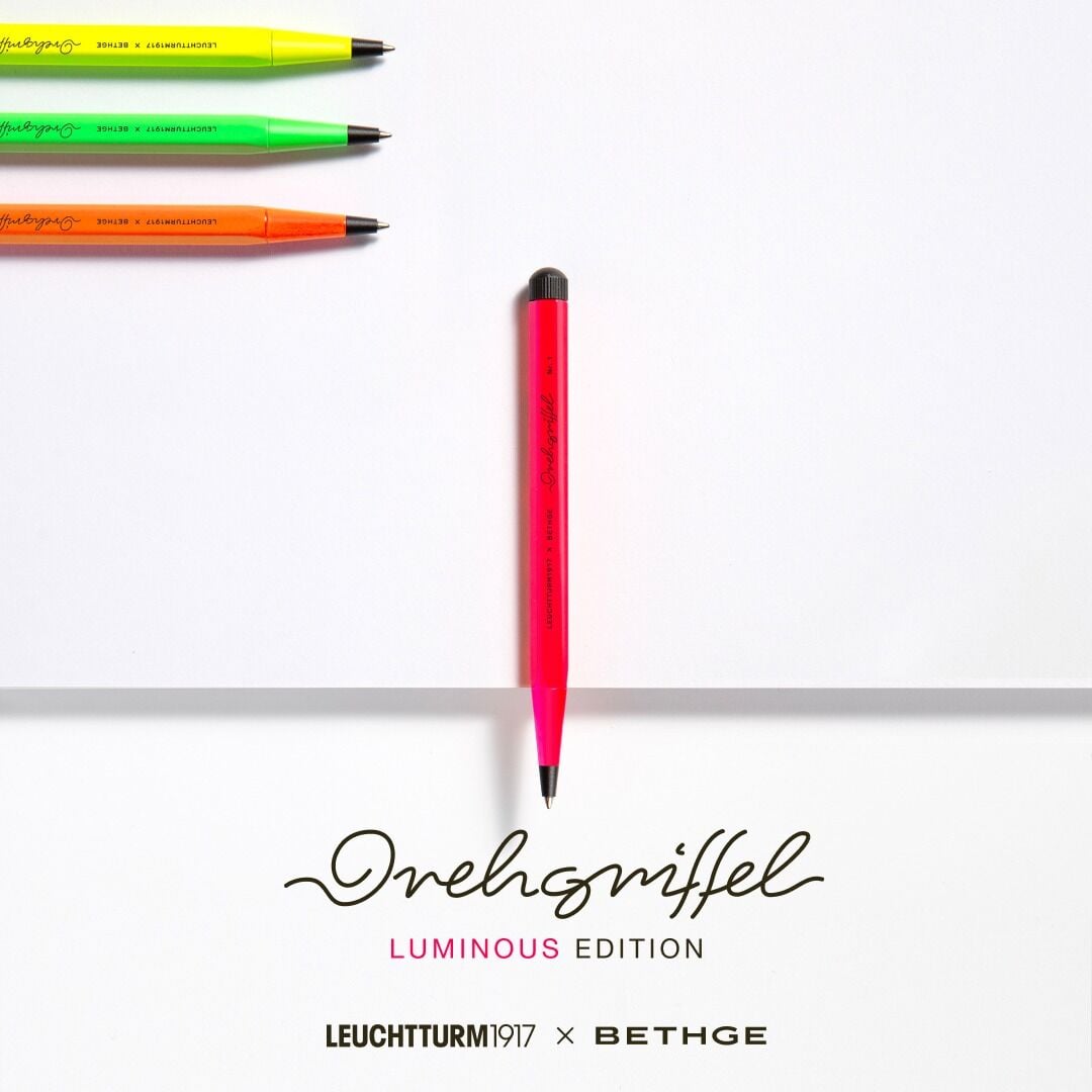 Leuchtturm1917 Luminous Limited Edition Serisi Drehgriffel Nr. 1, Siyah Mürekkepli Tükenmez Kalem, Fosforlu Renkler,