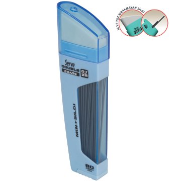 SERVE Double Mekanik Kurşun Kalem Ucu 0.7 mm + Silgi, Gök Mavi