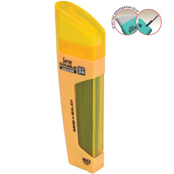 SERVE Double Mekanik Kurşun Kalem Ucu 0.7 mm + Silgi, Hardal Sarı
