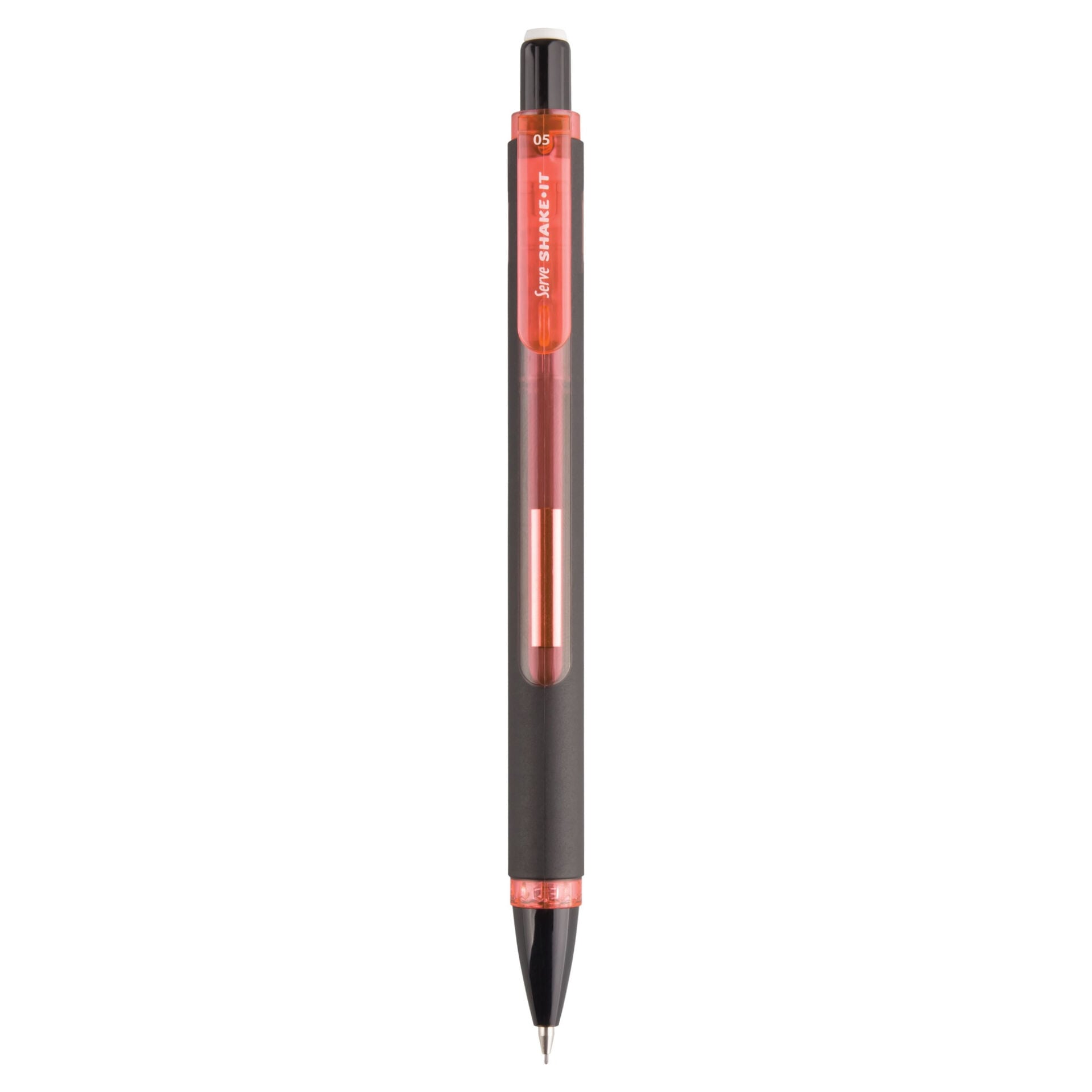 SERVE Shake-It Mekanik Kalem 0.5 mm, Siyah Gövde (Uçlu Kalem), Kırmızı