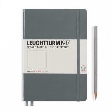 Leuchtturm1917 Not Defteri Orta Boy (A5), Sert Kapak, 249 Numaralandırılmış Sayfa, Antrasit Gri - Düz