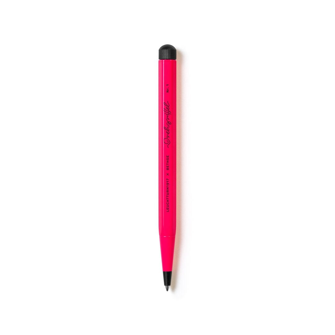 Leuchtturm1917 Luminous Limited Edition Serisi Drehgriffel Nr. 1, Siyah Mürekkepli Tükenmez Kalem, Fosforlu Renkler, Luminous Pembe