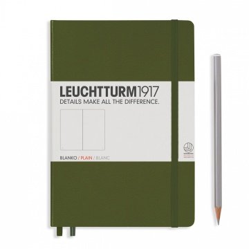 Leuchtturm1917 Not Defteri Orta Boy (A5), Sert Kapak, 249 Numaralandırılmış Sayfa, Asker Yeşili - Düz