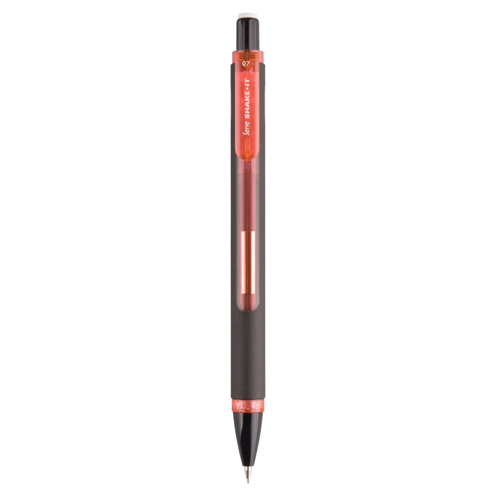 SERVE Shake-It Mekanik Kalem 0.7 mm, Siyah Gövde (Uçlu Kalem), Kırmızı