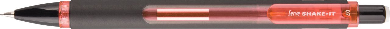 SERVE Shake-It Mekanik Kalem 0.7 mm, Siyah Gövde (Uçlu Kalem), Kırmızı
