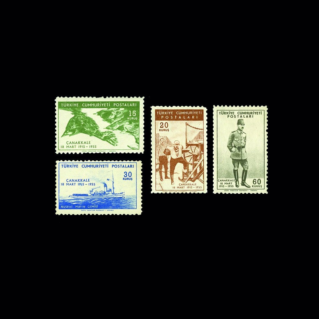 40. Jahrestag des Sieges von Gallipoli (18. März 1955) - Briefmarkensammlung der Republik Türkei