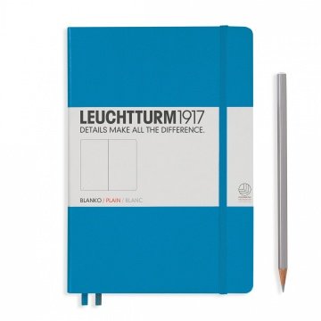 Leuchtturm1917 Not Defteri Orta Boy (A5), Sert Kapak, 249 Numaralandırılmış Sayfa, Azur Mavi - Düz