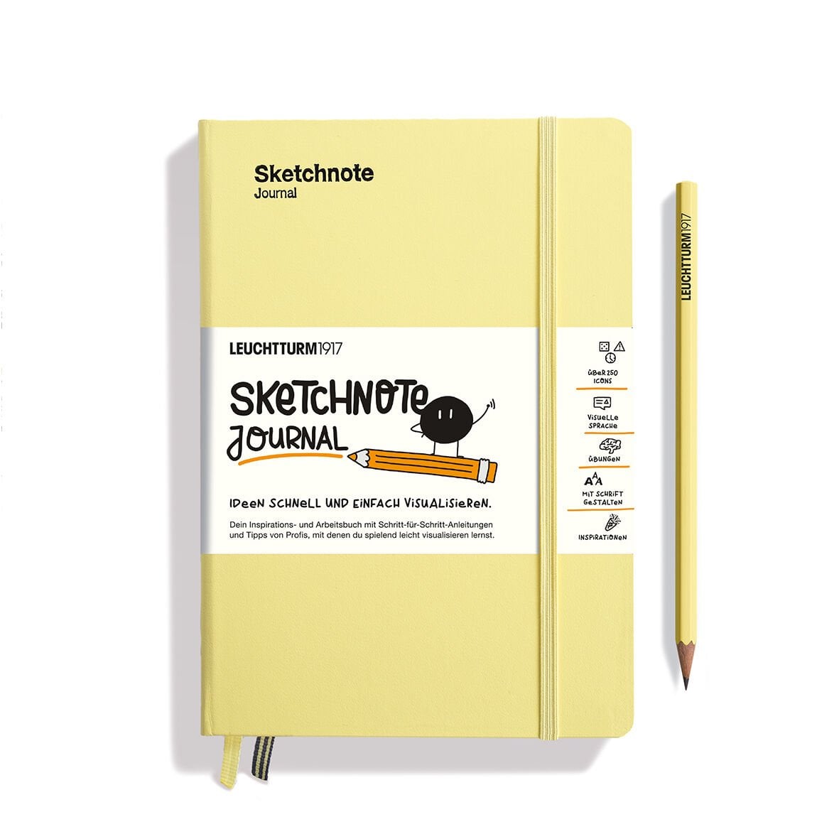 Leuchtturm1917 Sketchnote Journal Not Defteri, Orta Boy (A5), Sert Kapak, 120 gr. Kağıt, Almanca - Vanilya