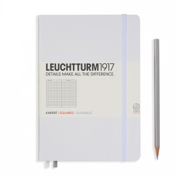 Leuchtturm1917 Not Defteri Orta Boy (A5), Sert Kapak, 249 Numaralandırılmış Sayfa, Beyaz - Kareli