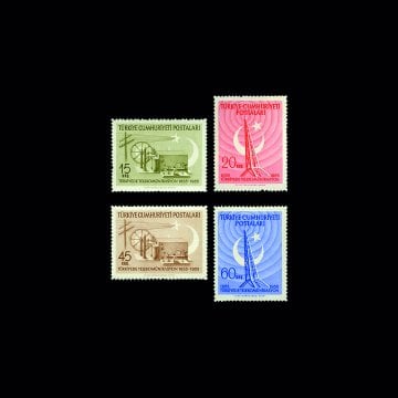 Türkiyede Telekomunikasyonun 100 Yıldönümü (10 Eylül 1955) - Türkiye Cumhuriyeti Pul Koleksiyonu