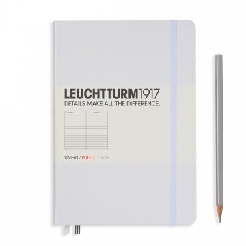 Leuchtturm1917 Not Defteri Orta Boy (A5), Sert Kapak, 249 Numaralandırılmış Sayfa, Beyaz - Çizgili