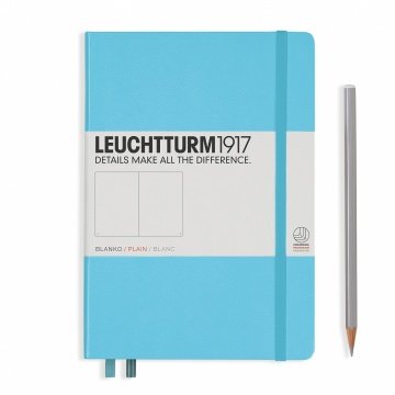 Leuchtturm1917 Not Defteri Orta Boy (A5), Sert Kapak, 249 Numaralandırılmış Sayfa, Buz Mavi - Düz