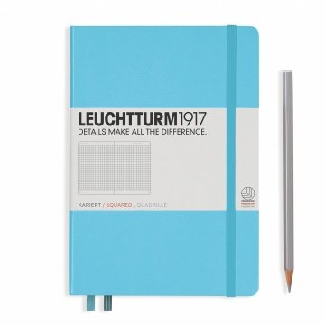 Leuchtturm1917 Not Defteri Orta Boy (A5), Sert Kapak, 249 Numaralandırılmış Sayfa, Buz Mavi - Kareli