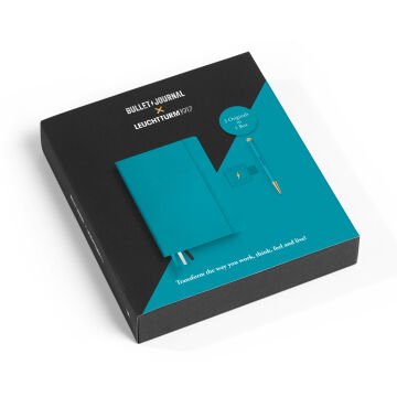 Leuchtturm1917 Bullet Journal Hediye Seti (Bullet Journal Not Defteri, Drehgriffel Kalem ve Pen Loop), Turquoise25 İngilizce
