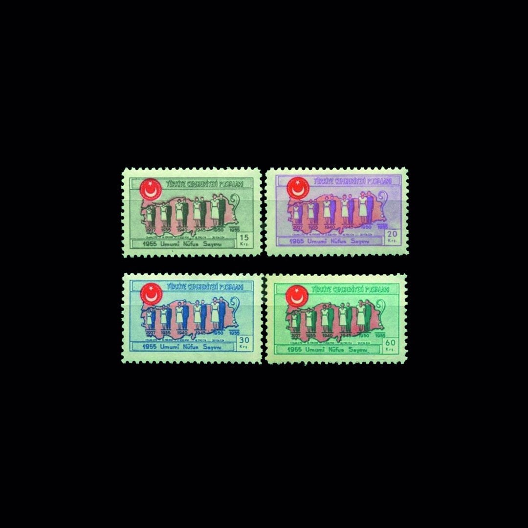 Volkszählung (22. Oktober 1955) - Sammlung von Briefmarken der Republik Türkei