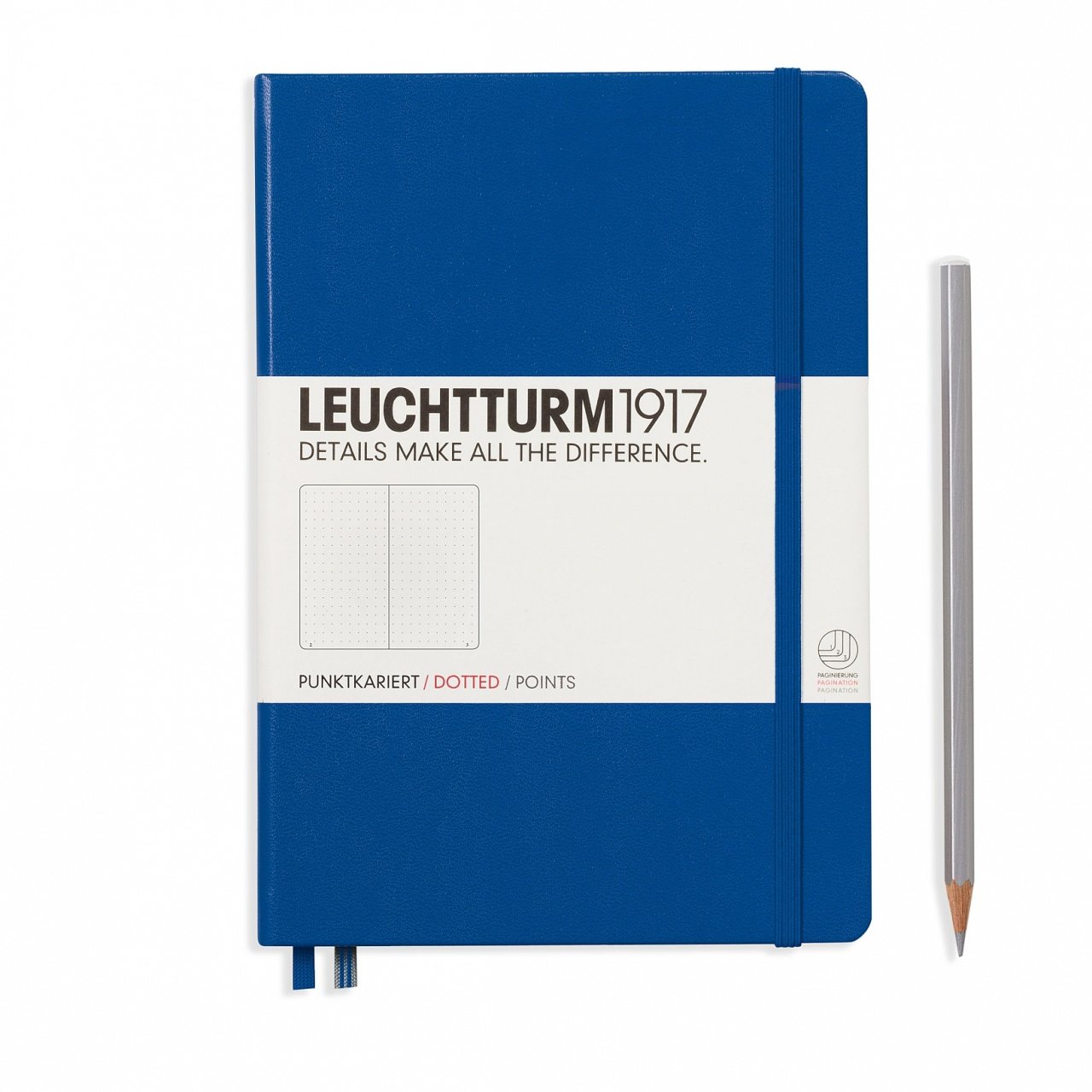 Leuchtturm1917 Not Defteri Orta Boy (A5), Sert Kapak, 249 Numaralandırılmış Sayfa, Kraliyet Mavi - Noktalı