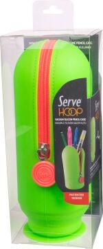 SERVE Hoop Vakumlu Silikon Kalem Çantası ve Kalemlik, Fosforlu Yeşil