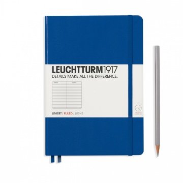 Leuchtturm1917 Not Defteri Orta Boy (A5), Sert Kapak, 249 Numaralandırılmış Sayfa, Kraliyet Mavi - Çizgili