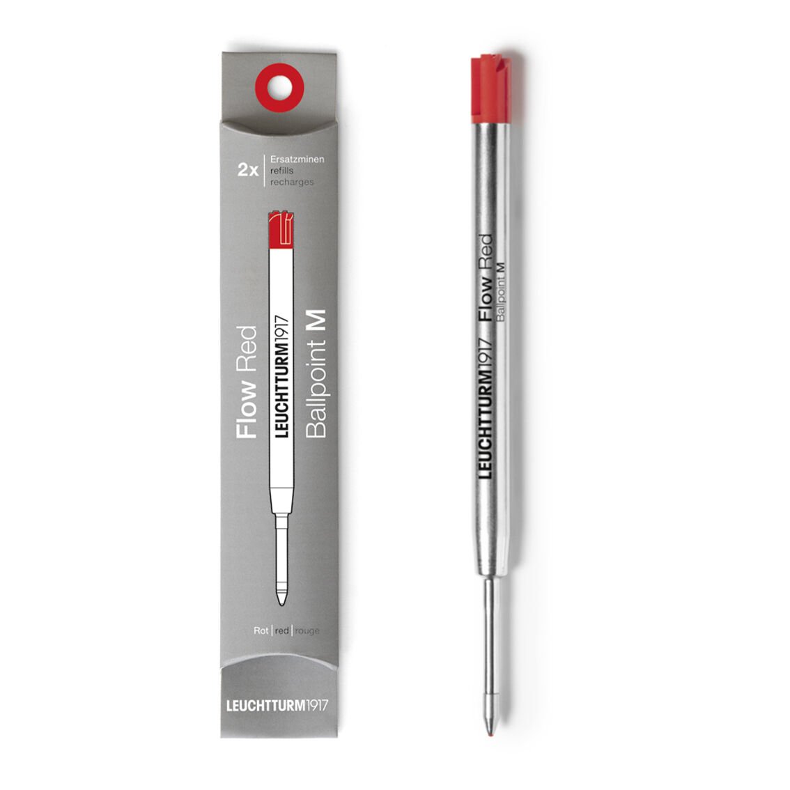 Leuchtturm1917 Drehgriffel Nr. 1, Tükenmez Kalem Yedeği, 2'li Paket, Kırmızı - Medium (M) Uç