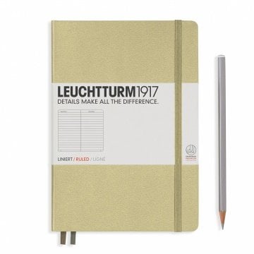 Leuchtturm1917 Not Defteri Orta Boy (A5), Sert Kapak, 249 Numaralandırılmış Sayfa, Kum Gri - Çizgili