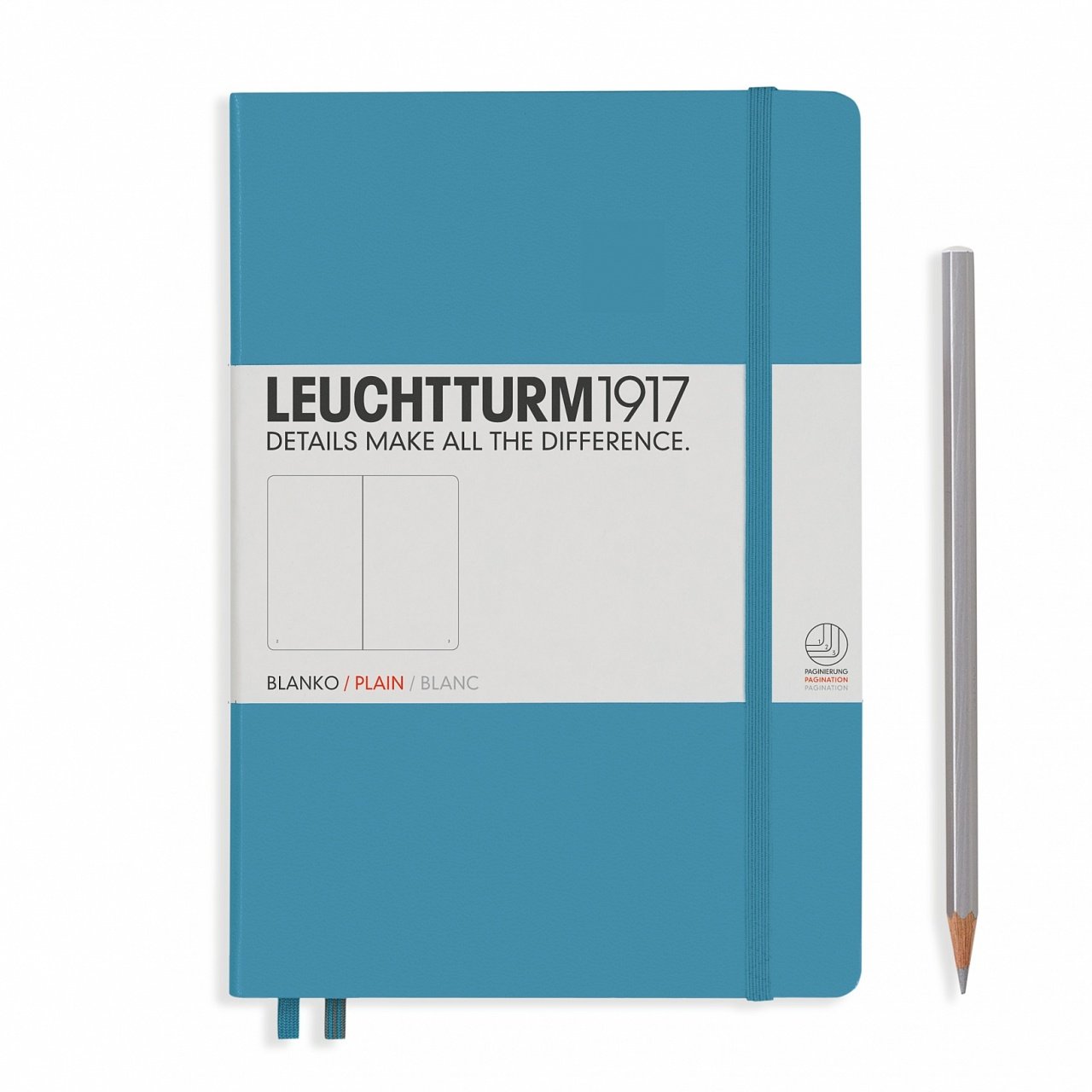 Leuchtturm1917 Not Defteri Orta Boy (A5), Sert Kapak, 249 Numaralandırılmış Sayfa, Kuzey Mavi - Düz