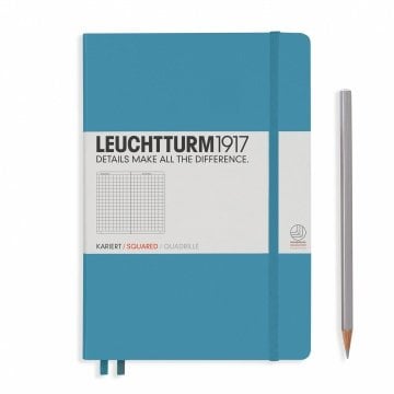 Leuchtturm1917 Not Defteri Orta Boy (A5), Sert Kapak, 249 Numaralandırılmış Sayfa, Kuzey Mavi - Kareli