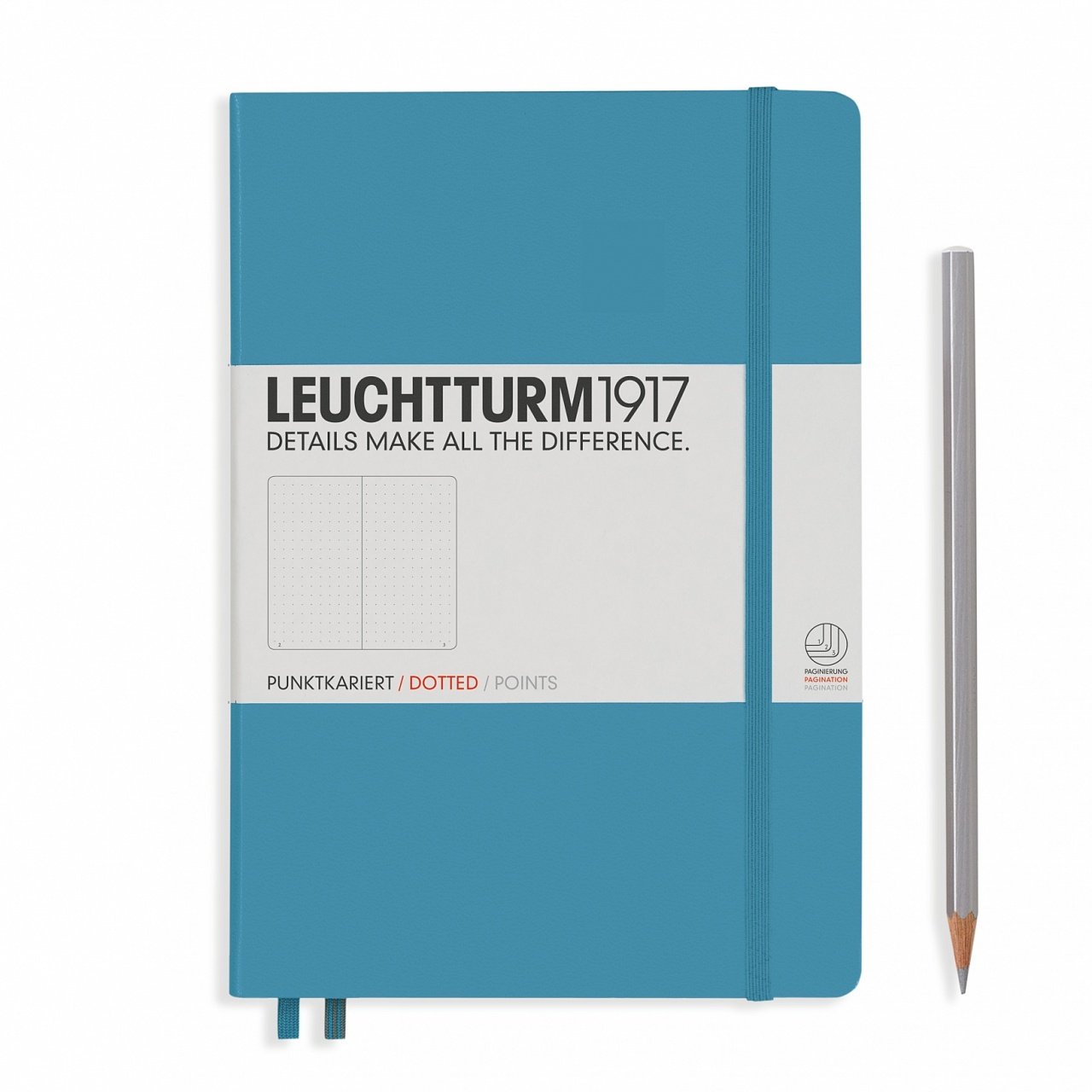 Leuchtturm1917 Not Defteri Orta Boy (A5), Sert Kapak, 249 Numaralandırılmış Sayfa, Kuzey Mavi - Noktalı