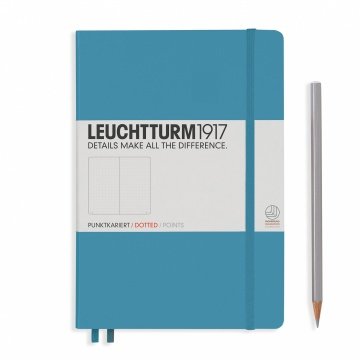 Leuchtturm1917 Not Defteri Orta Boy (A5), Sert Kapak, 249 Numaralandırılmış Sayfa, Kuzey Mavi - Noktalı