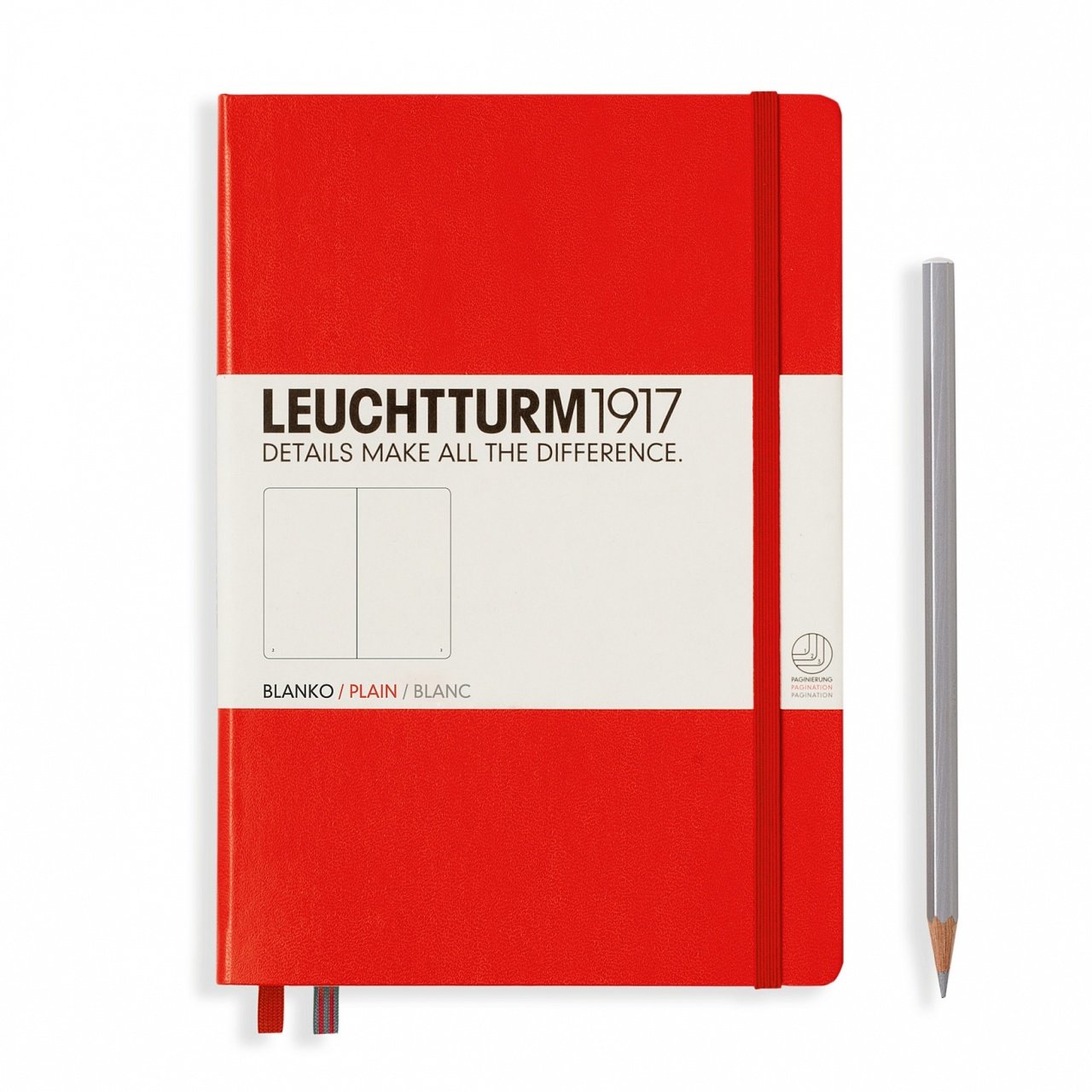Leuchtturm1917 Not Defteri Orta Boy (A5), Sert Kapak, 249 Numaralandırılmış Sayfa, Kırmızı - Düz
