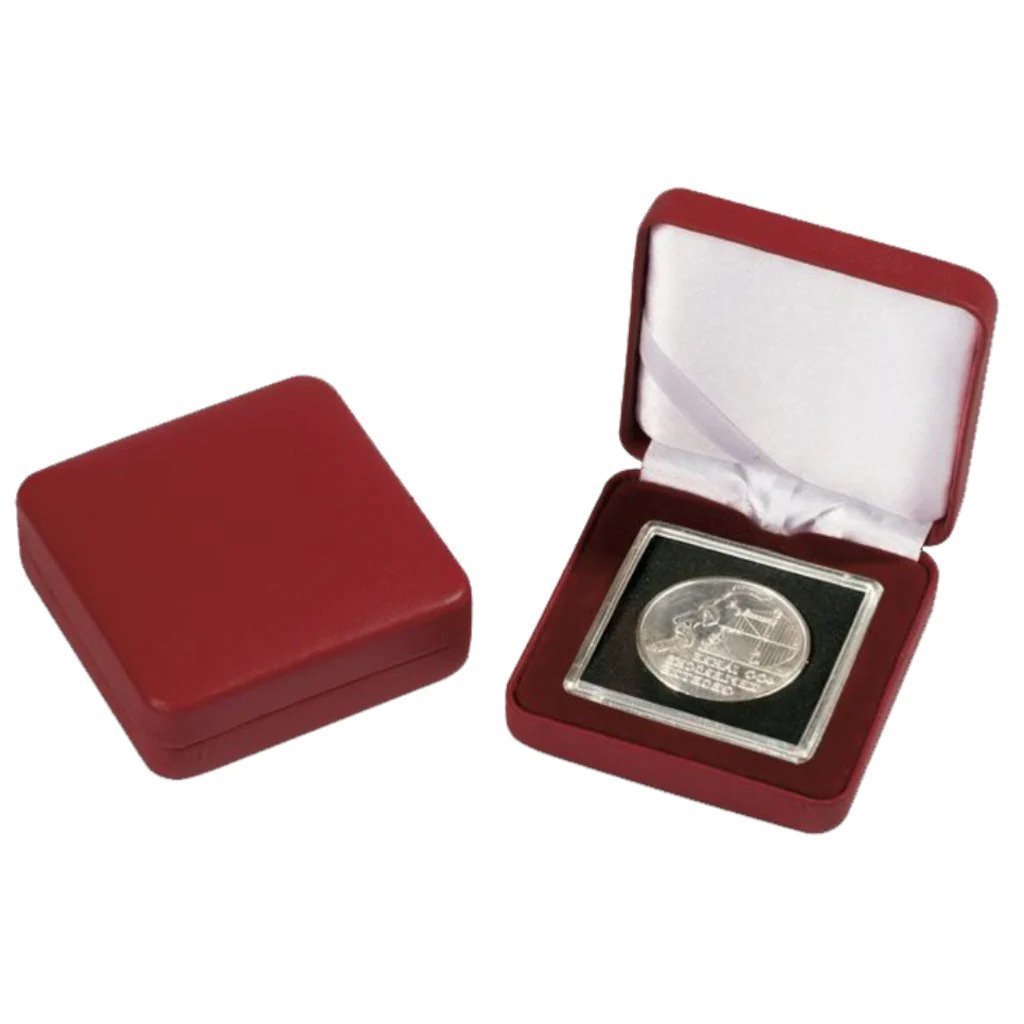 Leuchtturm Nobile, Madeni Para Kutusu, Quadrum Kare Kapsüller için Kırmızı ve Lacivert Kutu, Kırmızı - 1 Adet Kare Kapsül için