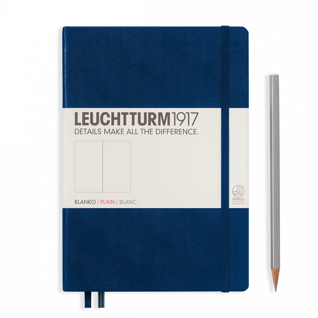 Leuchtturm1917 Not Defteri Orta Boy (A5), Sert Kapak, 249 Numaralandırılmış Sayfa, Lacivert - Düz