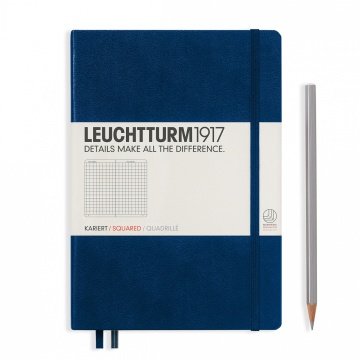 Leuchtturm1917 Not Defteri Orta Boy (A5), Sert Kapak, 249 Numaralandırılmış Sayfa, Lacivert - Kareli