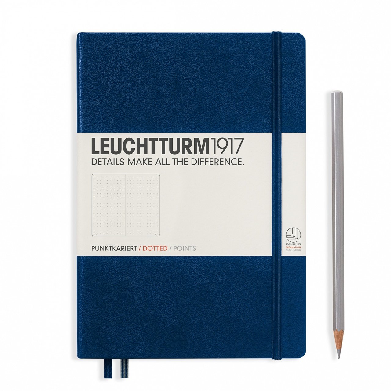 Leuchtturm1917 Not Defteri Orta Boy (A5), Sert Kapak, 249 Numaralandırılmış Sayfa, Lacivert - Noktalı