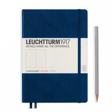 Leuchtturm1917 Not Defteri Orta Boy (A5), Sert Kapak, 249 Numaralandırılmış Sayfa, Lacivert - Noktalı