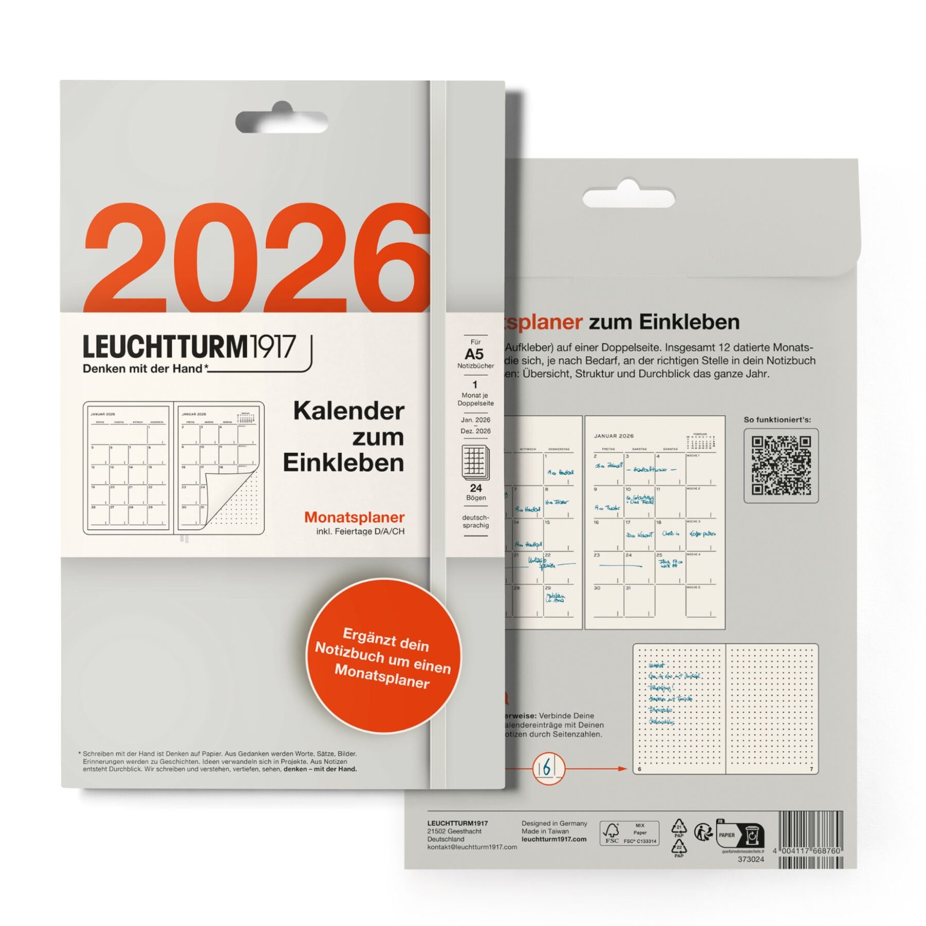 Leuchtturm1917 Sticker 2026, Aylık - Almanca