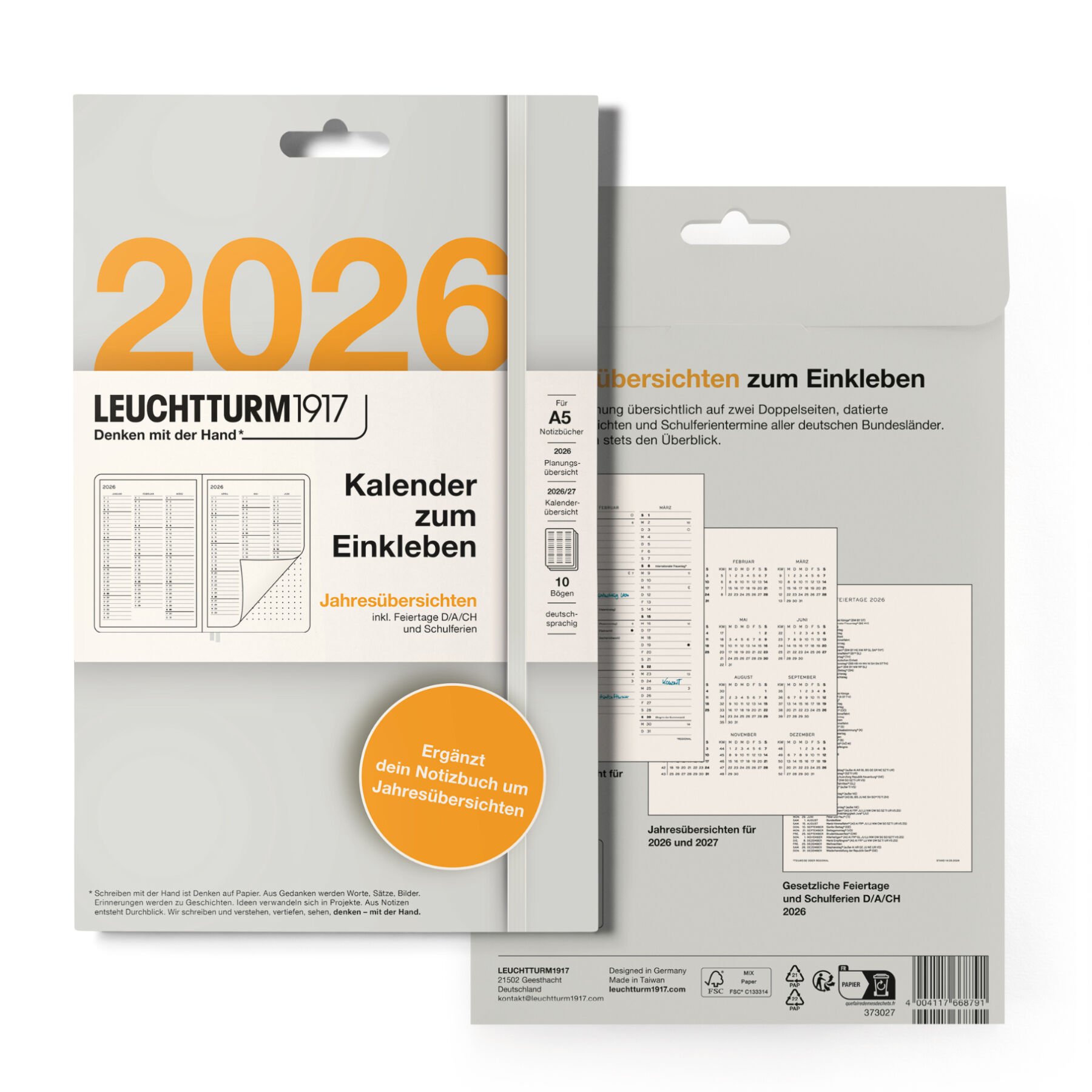 Leuchtturm1917 Sticker 2026, Yıllık - Almanca