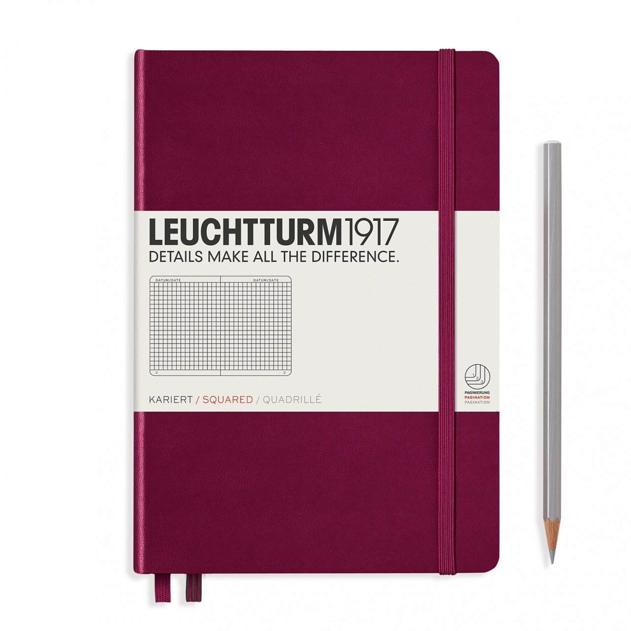 Leuchtturm1917 Not Defteri Orta Boy (A5), Sert Kapak, 249 Numaralandırılmış Sayfa, Liman Kırmızısı - Kareli