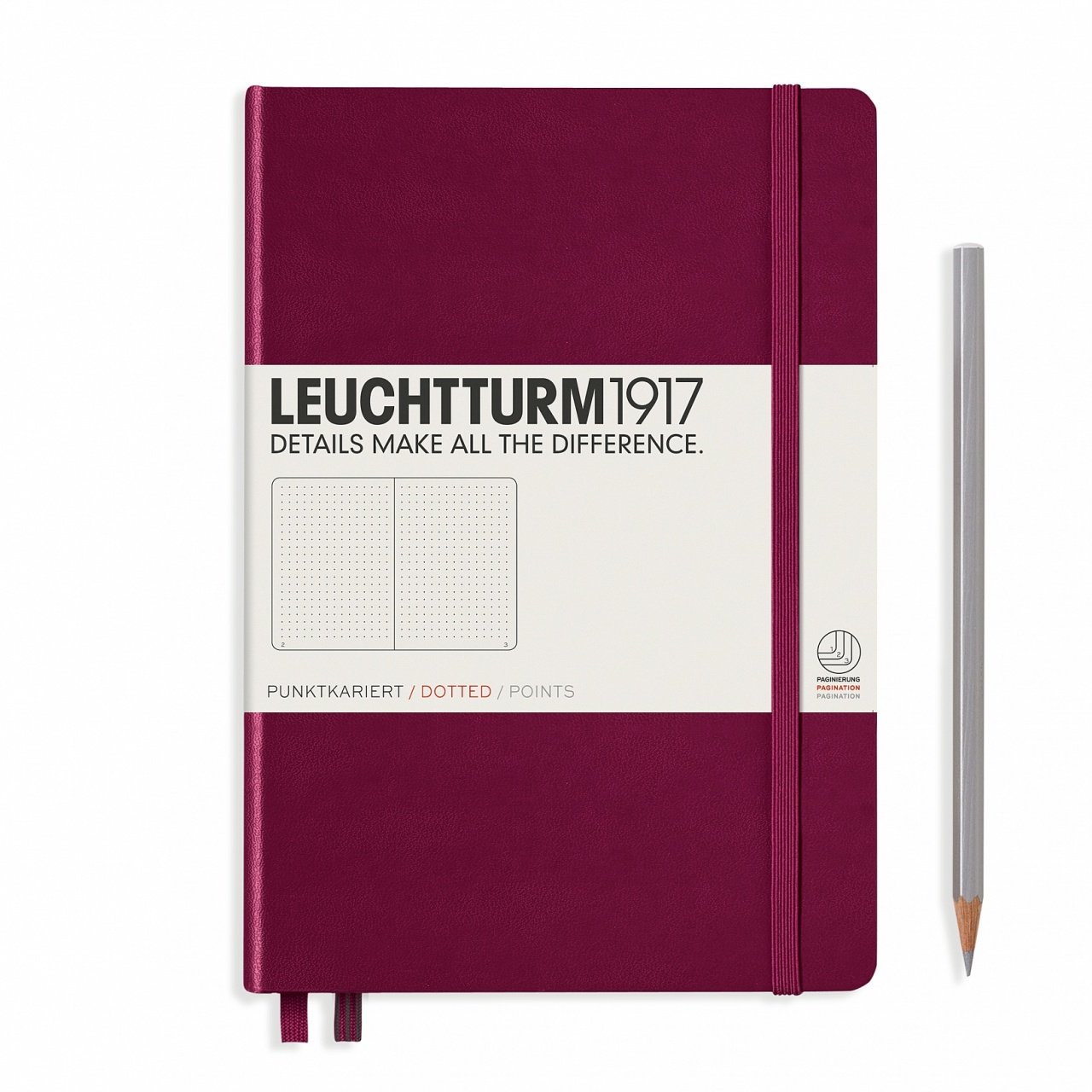 Leuchtturm1917 Not Defteri Orta Boy (A5), Sert Kapak, 249 Numaralandırılmış Sayfa, Liman Kırmızısı - Noktalı