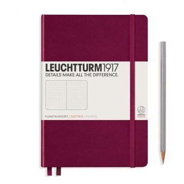 Leuchtturm1917 Not Defteri Orta Boy (A5), Sert Kapak, 249 Numaralandırılmış Sayfa, Liman Kırmızısı - Noktalı