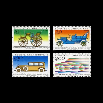 Otomobilin 100. Yılı (15 Ekim 1986) - Türkiye Cumhuriyeti Pul Koleksiyonu